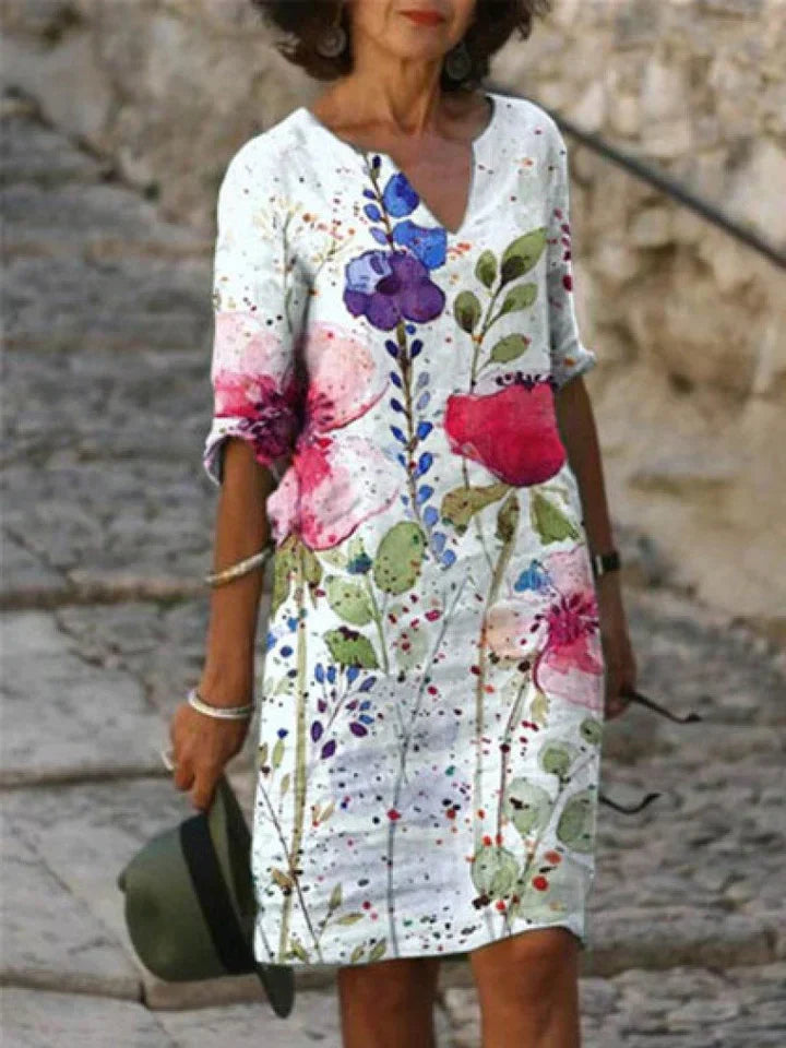 LP | Abito midi stampato con scollo a V