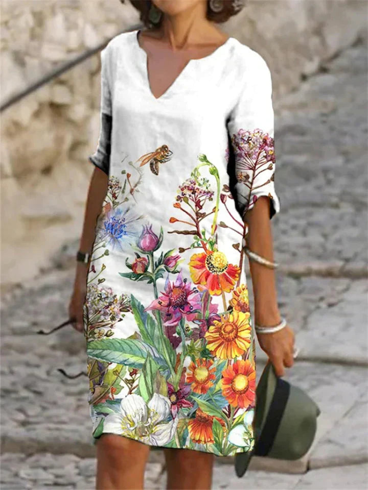 LP | Abito midi stampato con scollo a V