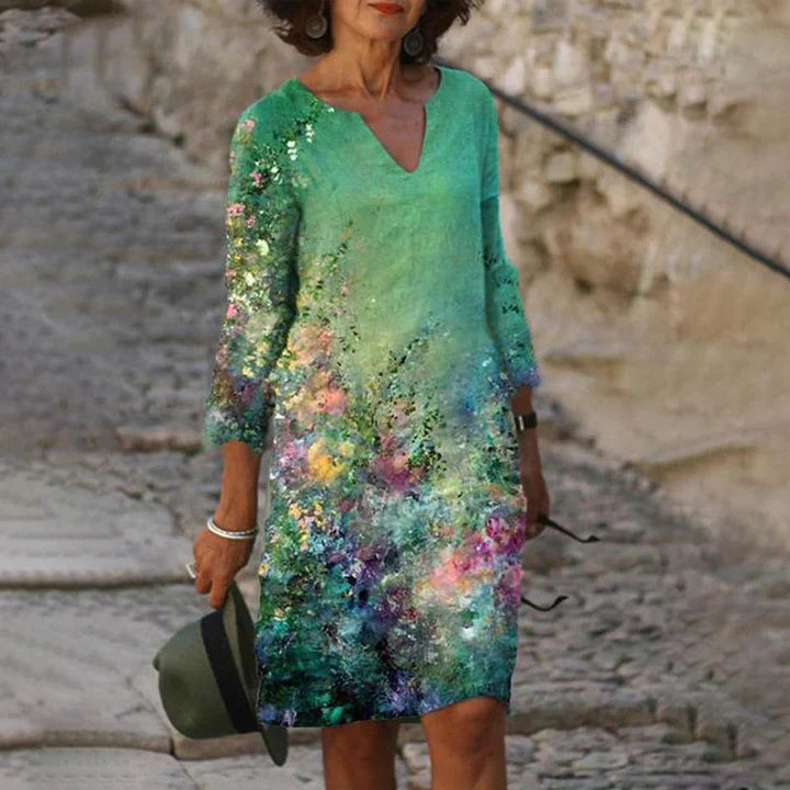LP | Abito midi stampato con scollo a V