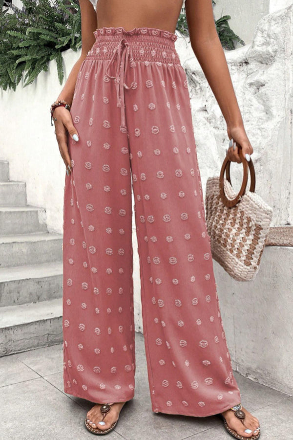 LP | Pantaloni jacquard a vita alta e pantaloni a gamba larga per il tempo libero