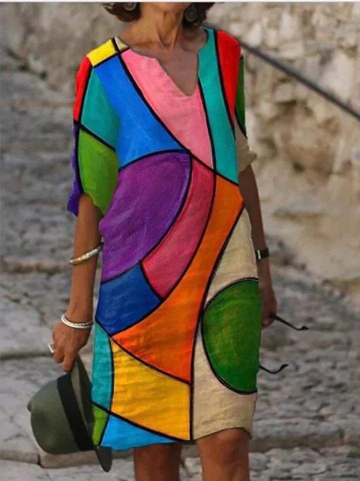 LP | Abito midi stampato con scollo a V