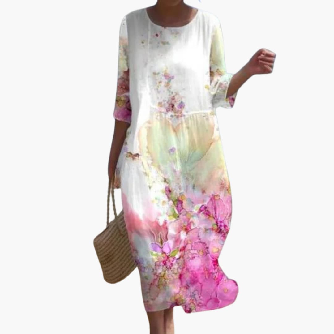 LP | Abito midi floreale da donna con maniche a 3/4 per l'estate