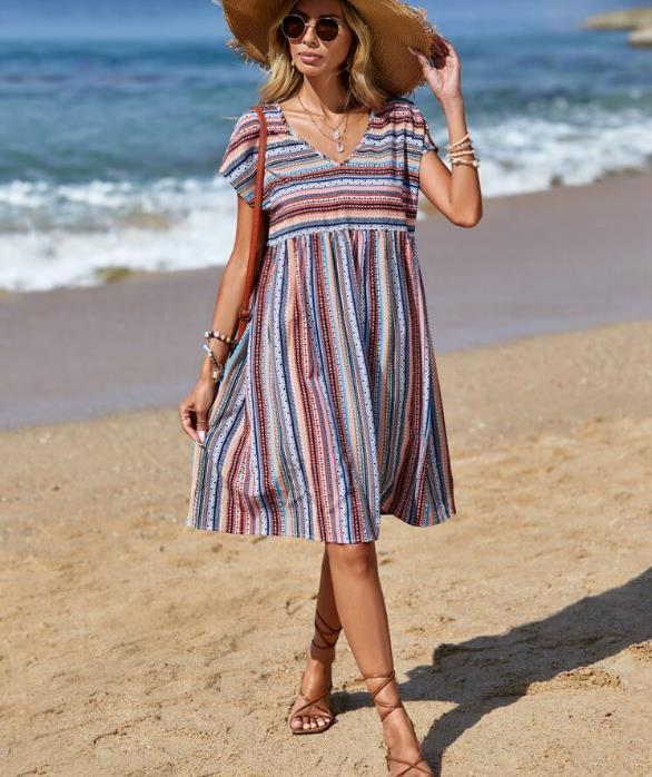 LP | Mini abito boho a righe chic e fluente