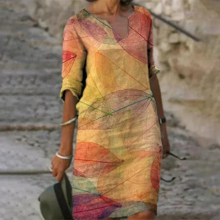 LP | Abito midi stampato con scollo a V