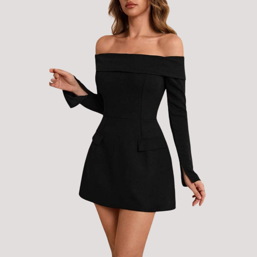 LP | Mini abito nero off-the-shoulder da donna