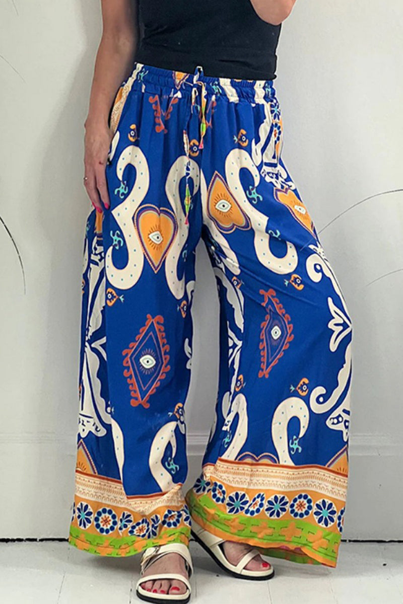 LP | Pantaloni casual stampati con tasca a gamba larga e allentata con stampa integrale