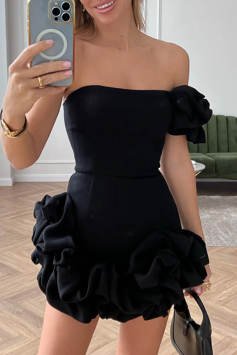 LP | Mini abito bustier con balze scultoree