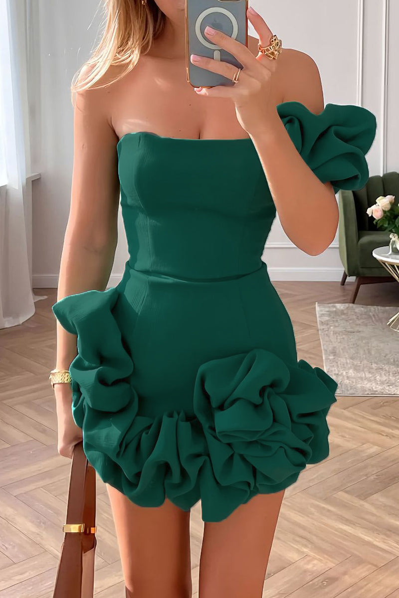 LP | Mini abito bustier con balze scultoree