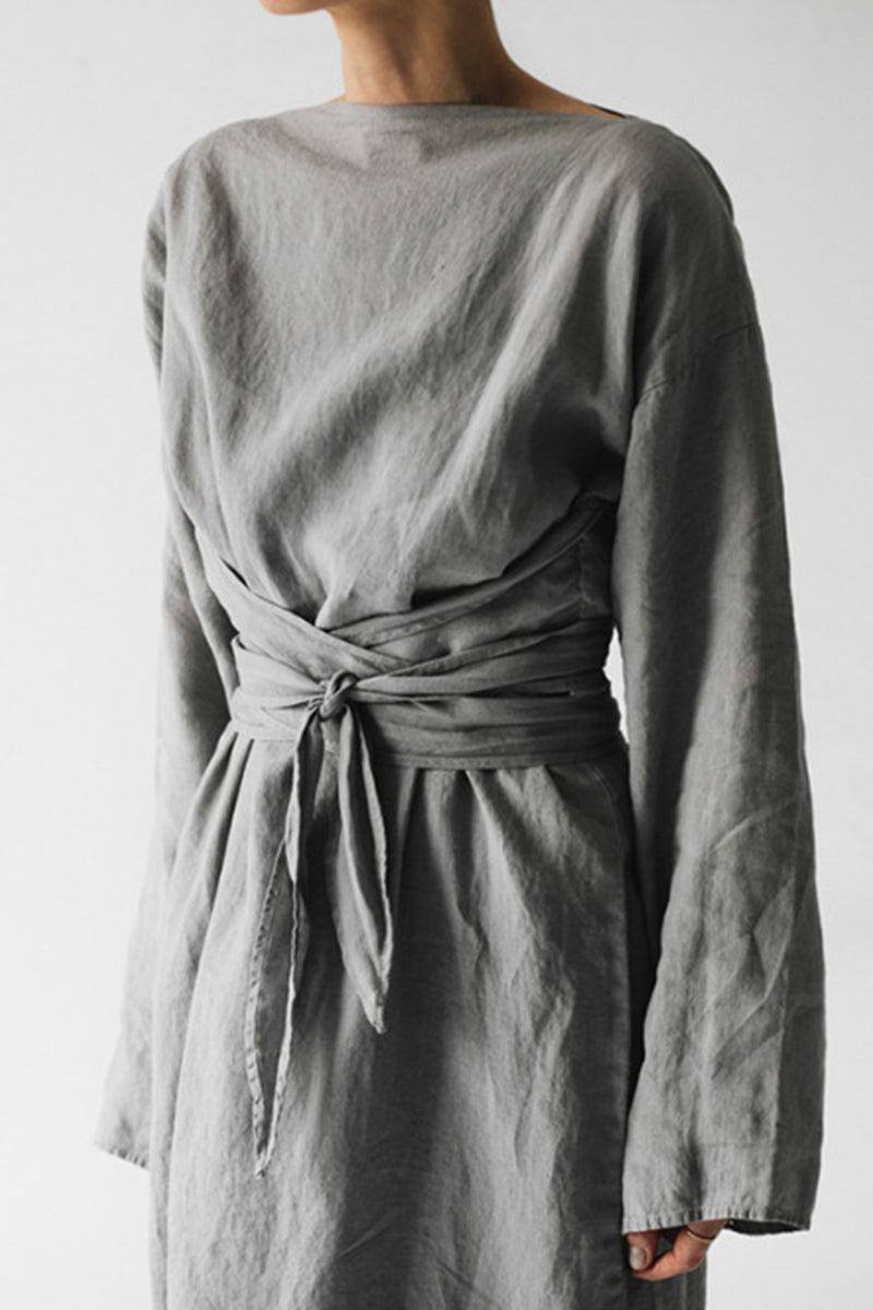 LP | Abito midi in lino con cintura