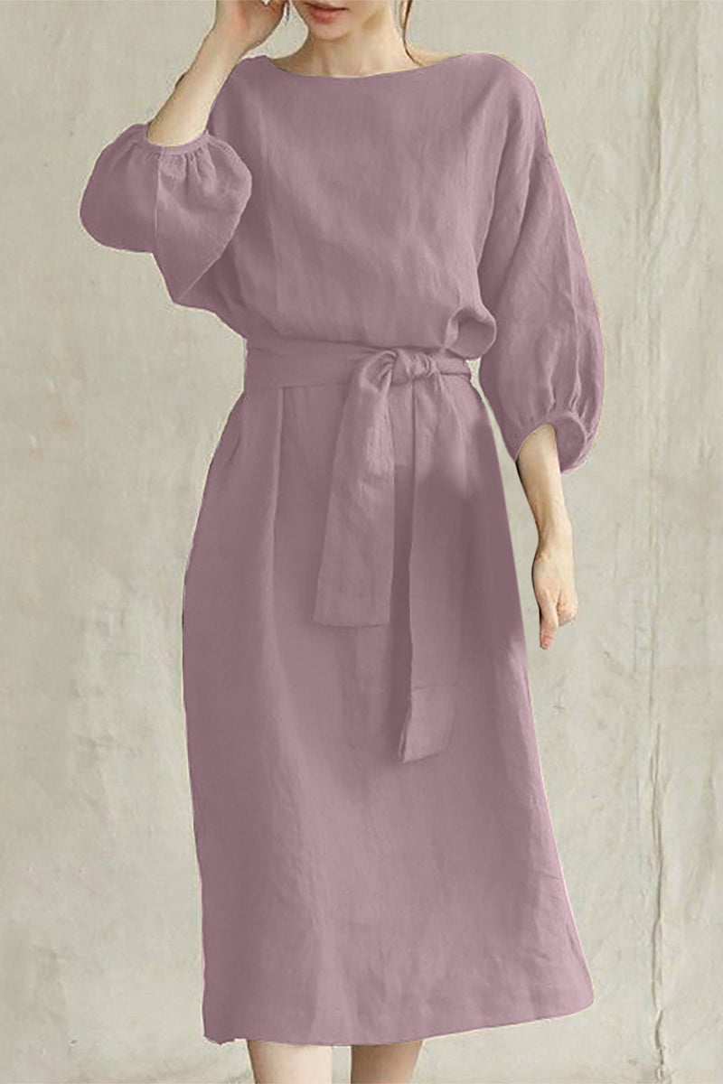 LP | Abito midi in lino con cintura