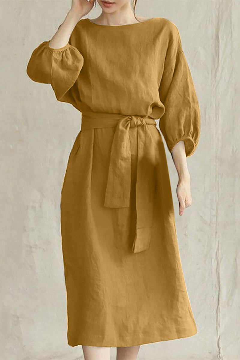 LP | Abito midi in lino con cintura