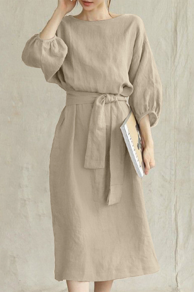 LP | Abito midi in lino con cintura