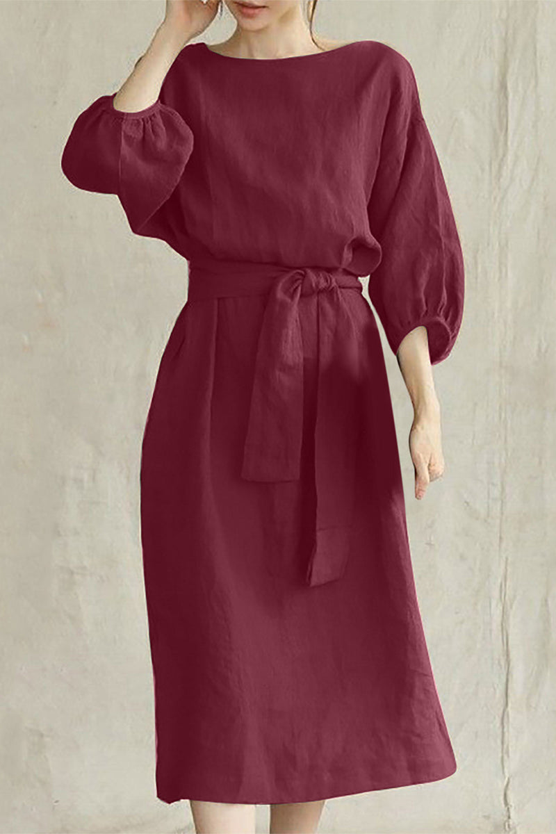 LP | Abito midi in lino con cintura