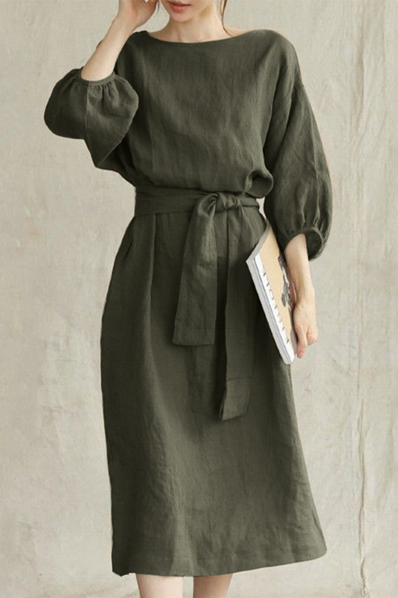 LP | Abito midi in lino con cintura