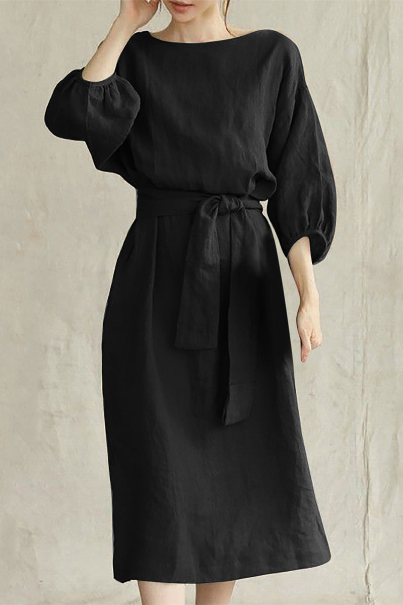 LP | Abito midi in lino con cintura