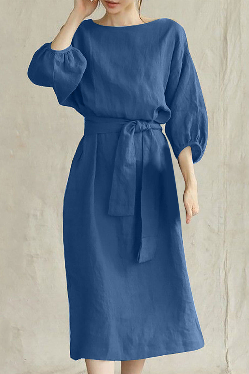 LP | Abito midi in lino con cintura