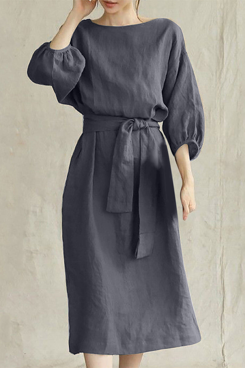 LP | Abito midi in lino con cintura