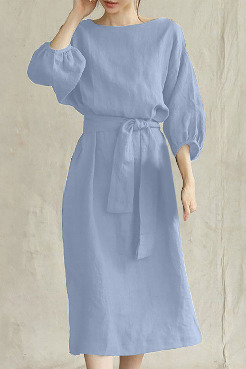 LP | Abito midi in lino con cintura