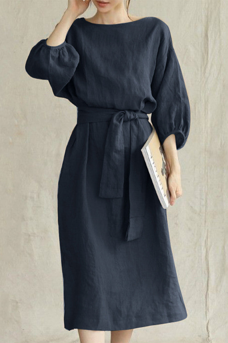 LP | Abito midi in lino con cintura