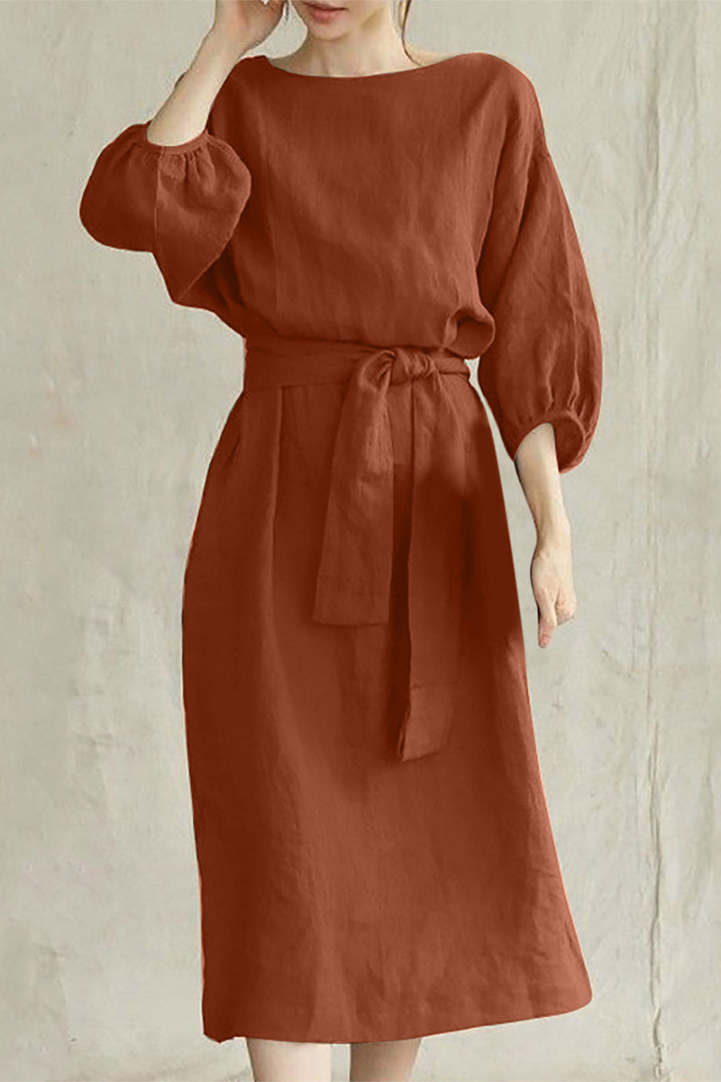 LP | Abito midi in lino con cintura
