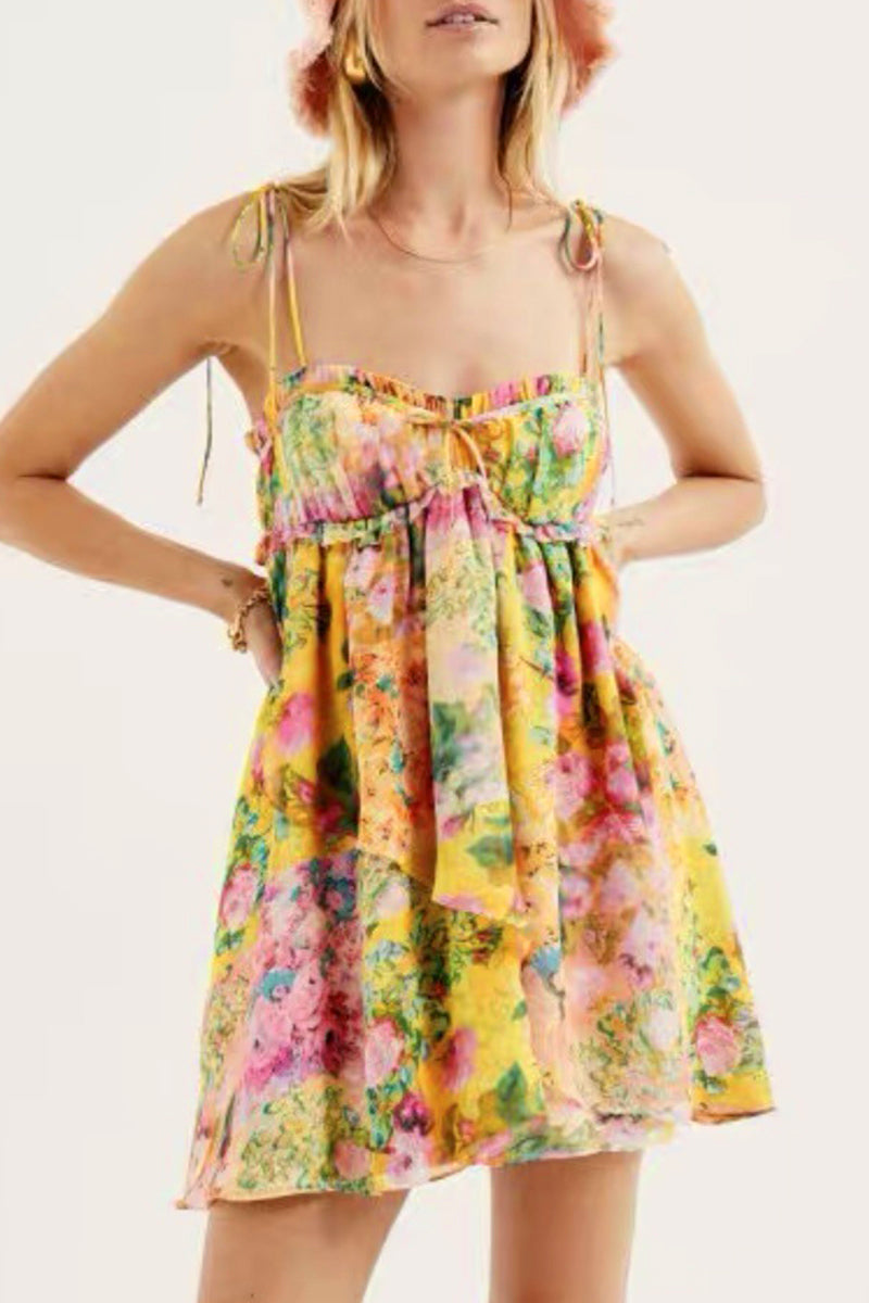 LP | Mini abito con motivo floreale in stile boho
