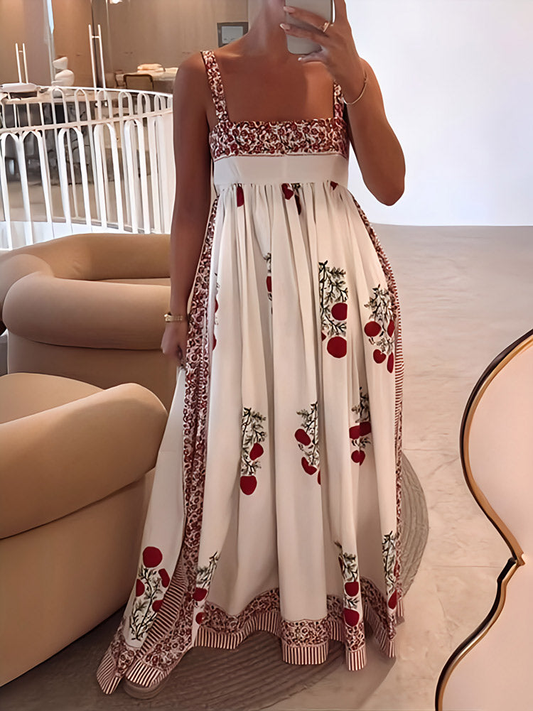LP | Maxi abito con scollo quadrato e stampa floreale