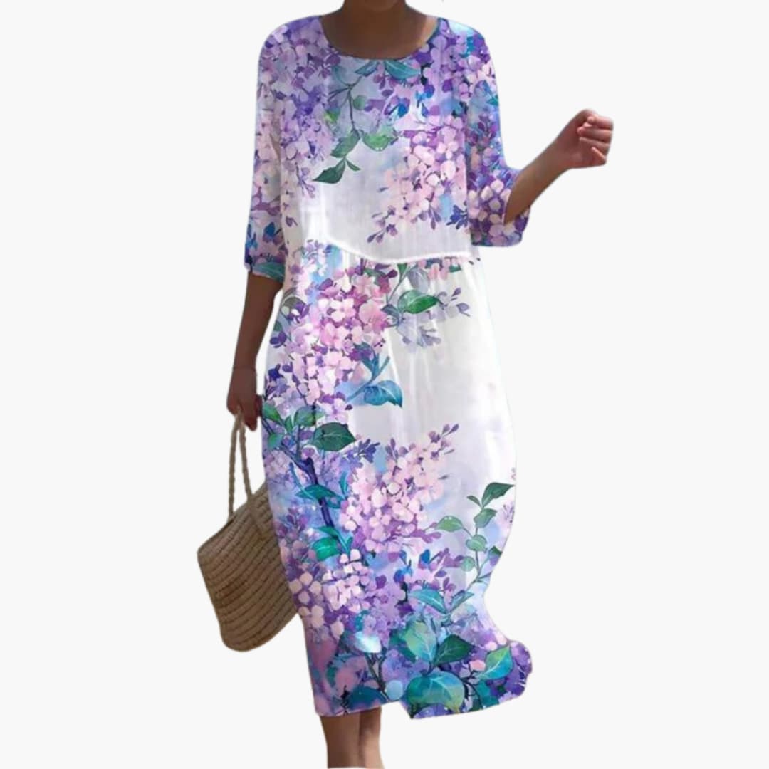 LP | Abito midi floreale da donna con maniche a 3/4 per l'estate