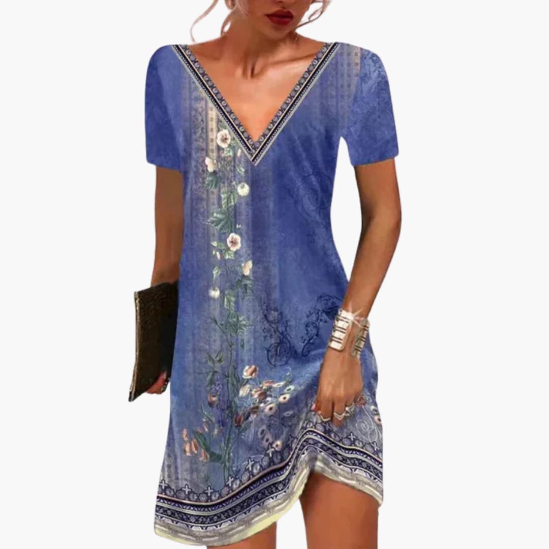 LP | Mini abito da donna in viscosa con scollo a V e stampa floreale