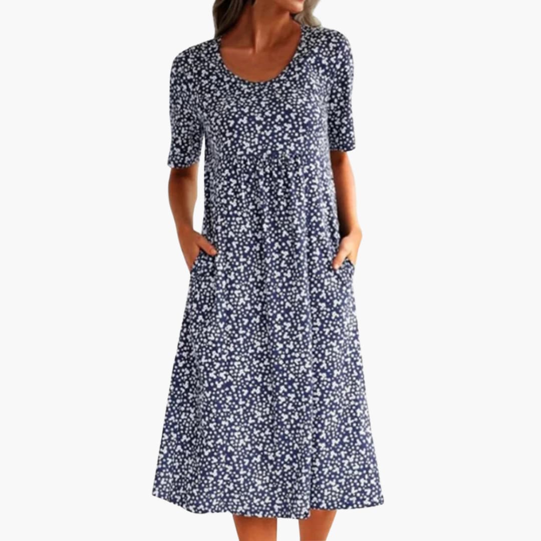 LP | Abito midi boho da donna con maniche corte e tasche