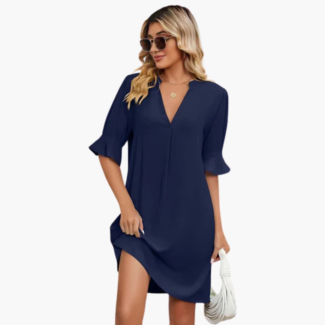 LP | Abito midi da donna con scollo a V e mezze maniche per l'estate