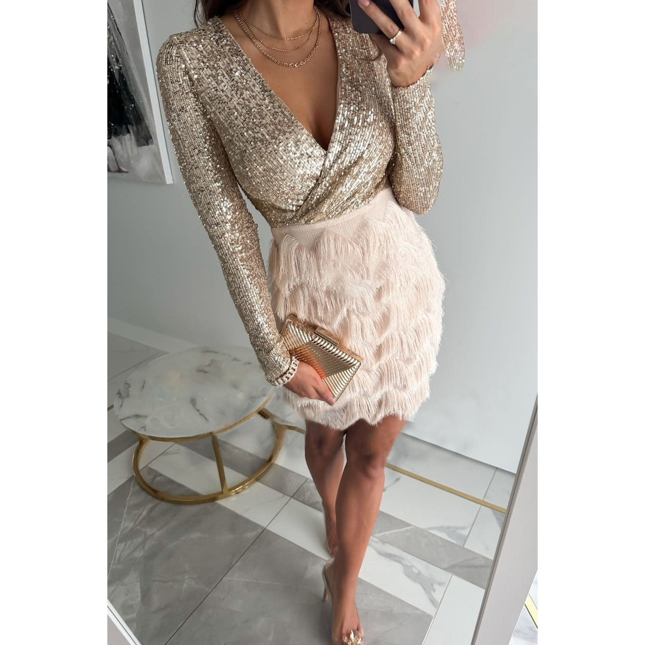 LP | elegante mini abito glitterato da donna