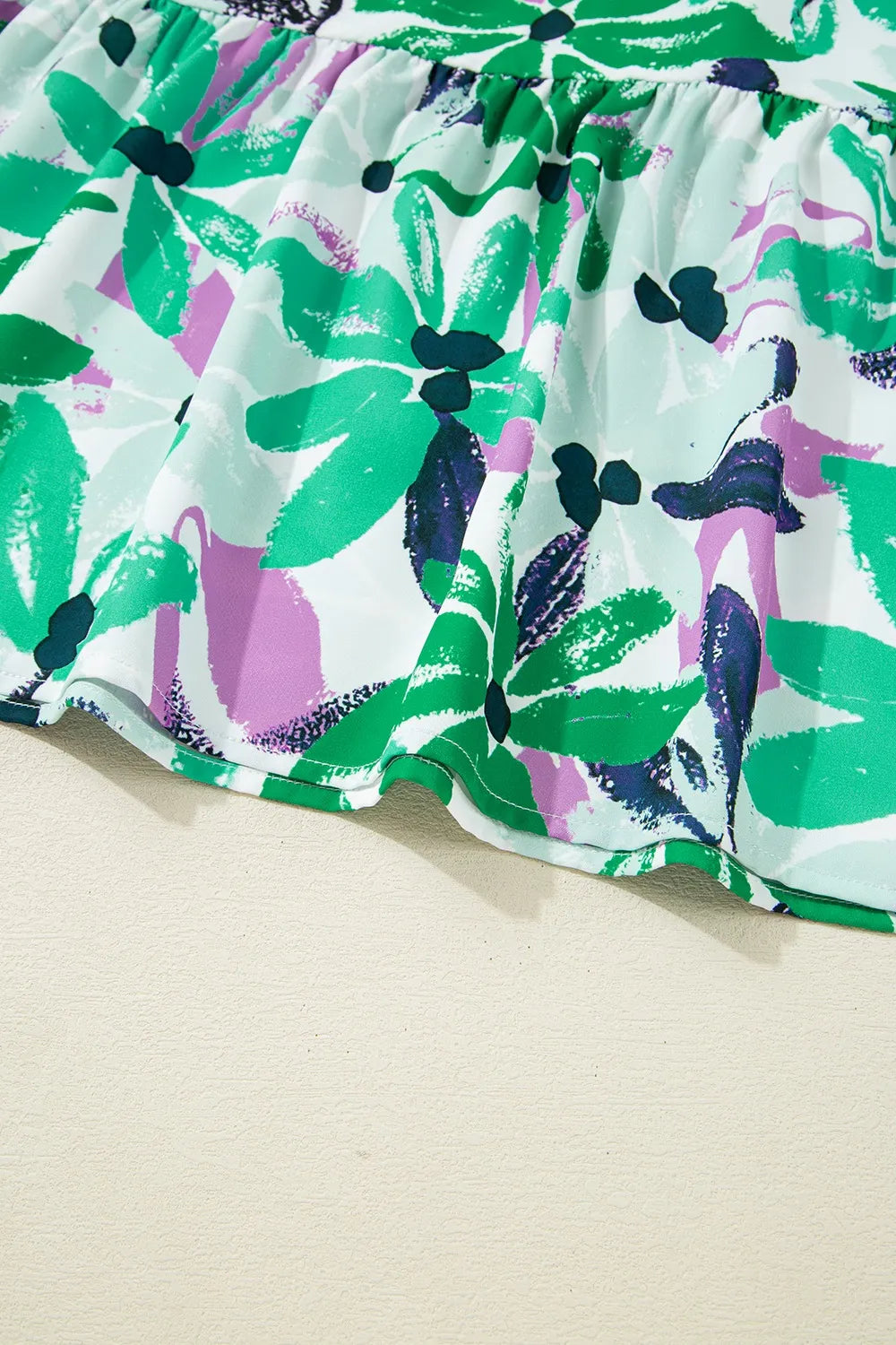 LP | Stampa floreale Scollo quadrato arricciato Mini abito loose-fit