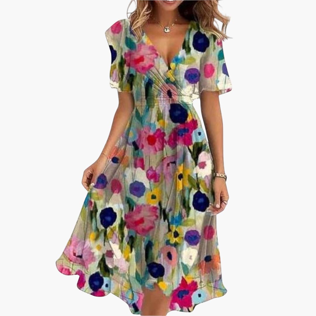 LP | Abito midi estivo da donna con orlo alto e scollatura a V