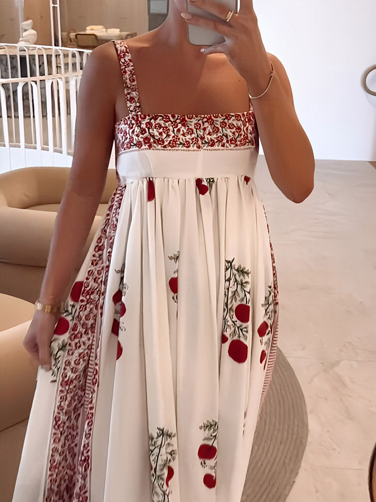 LP | Maxi abito con scollo quadrato e stampa floreale