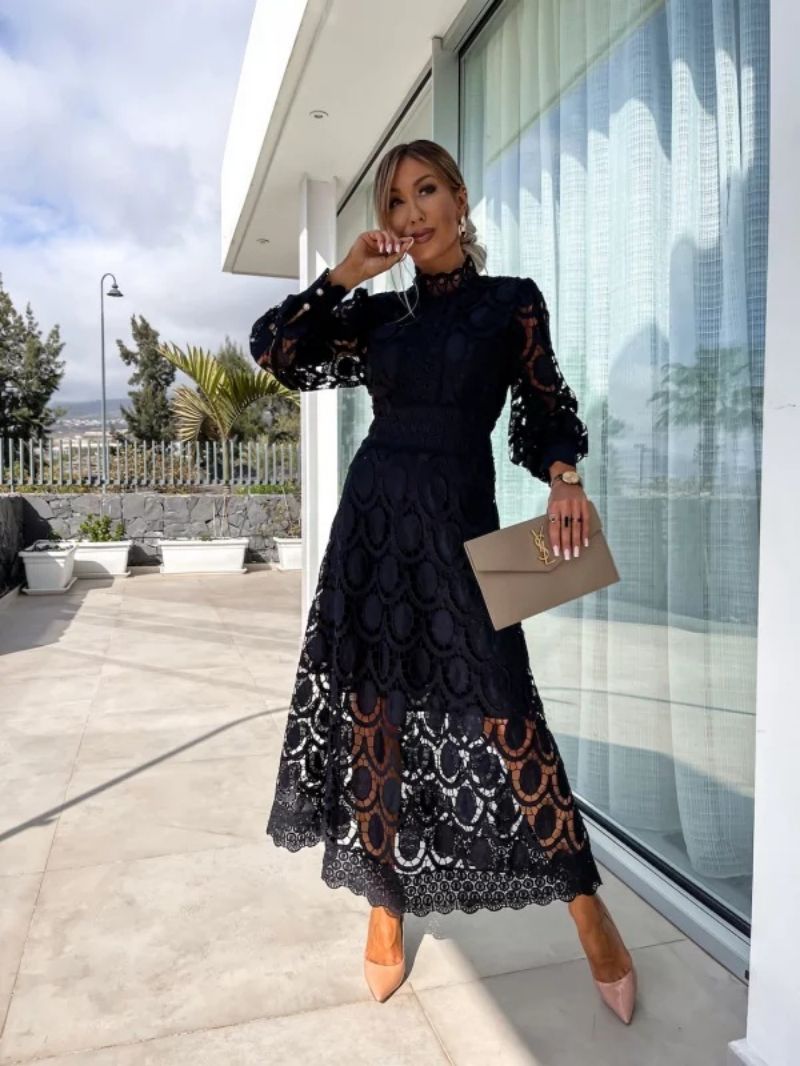 LP | Elegante abito midi in pizzo francese