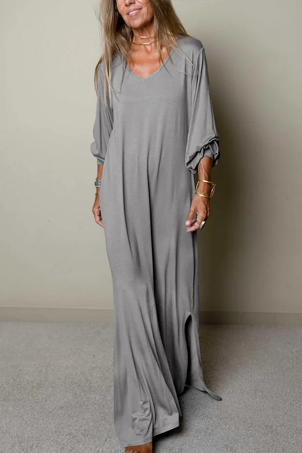 LP | Donna Maxi abito casual con scollo a V