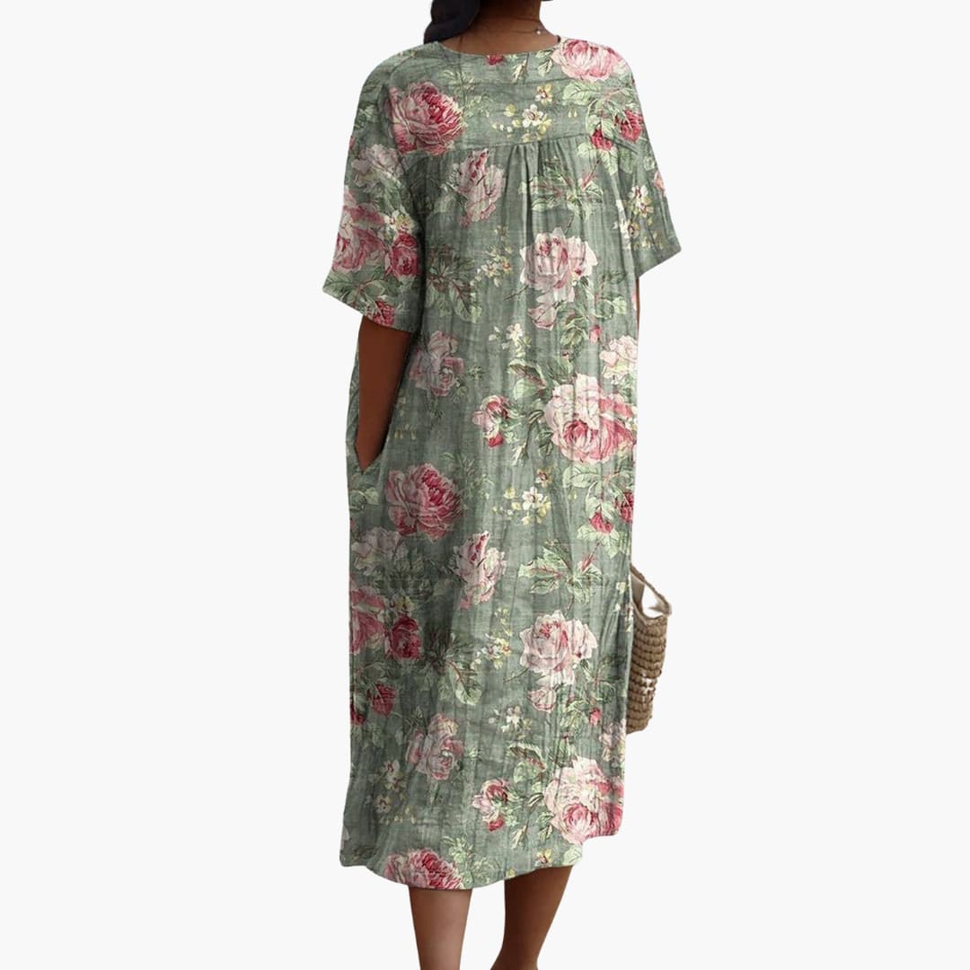 LP | Vestito midi floreale a maniche corte da donna per l'estate