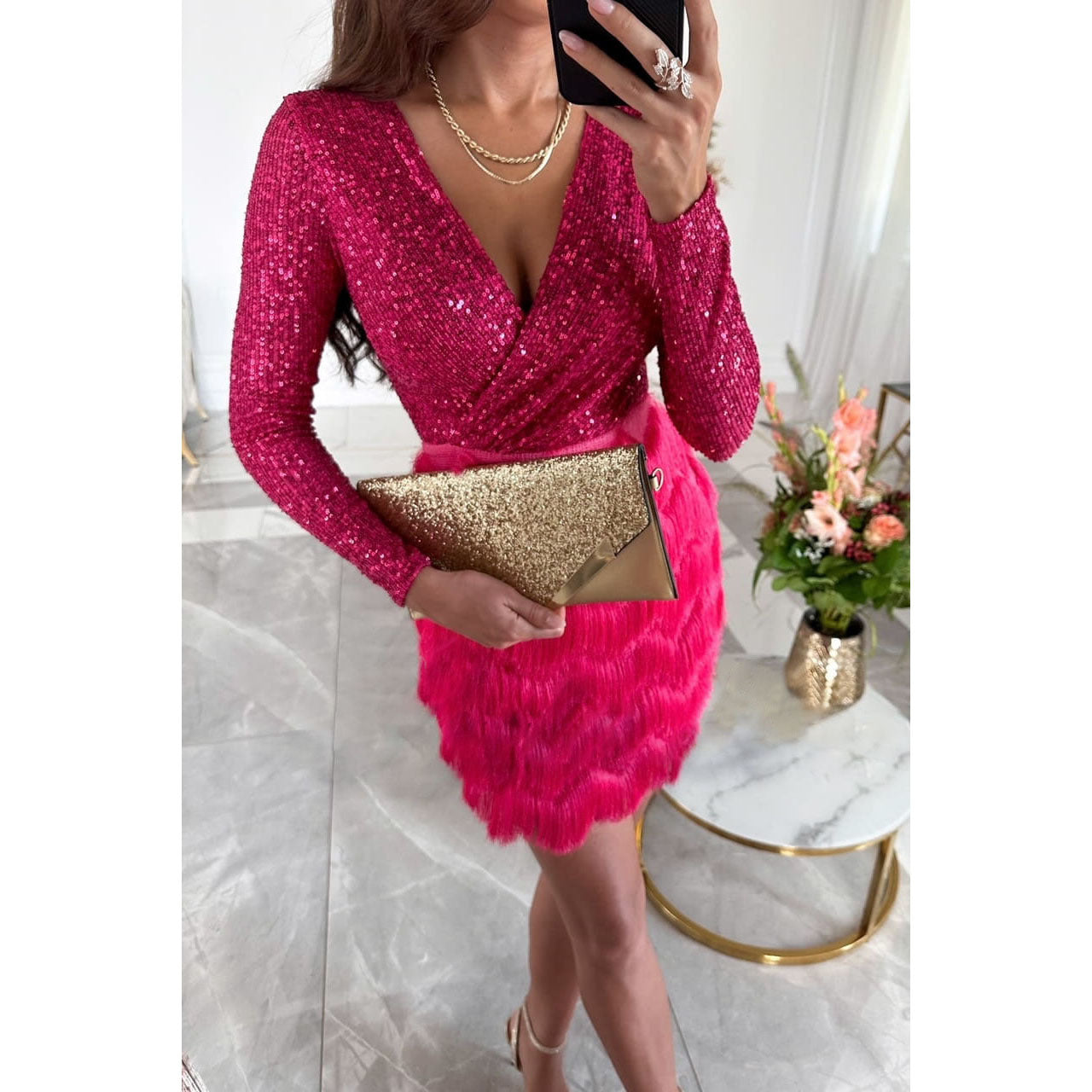 LP | elegante mini abito glitterato da donna