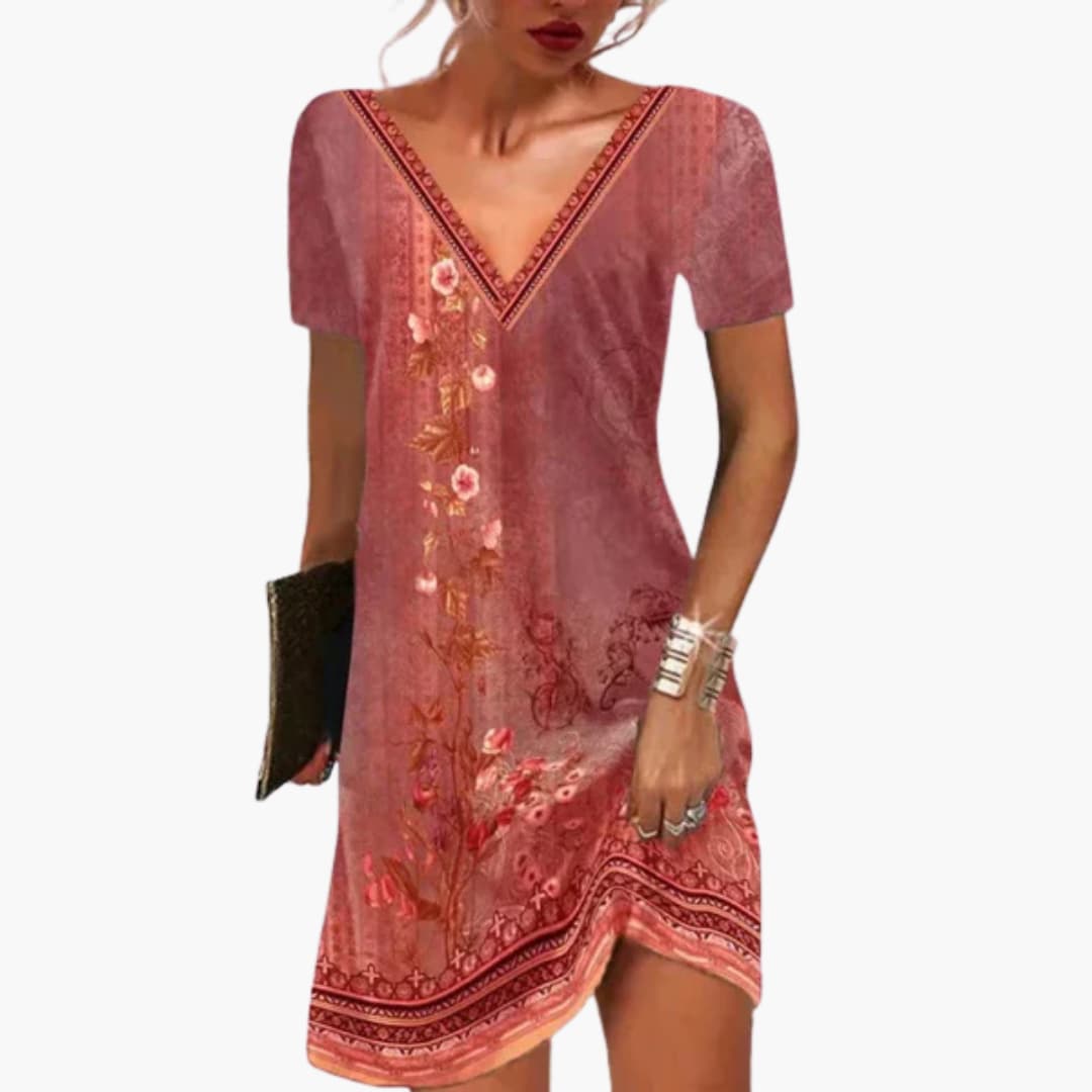 LP | Mini abito da donna in viscosa con scollo a V e stampa floreale