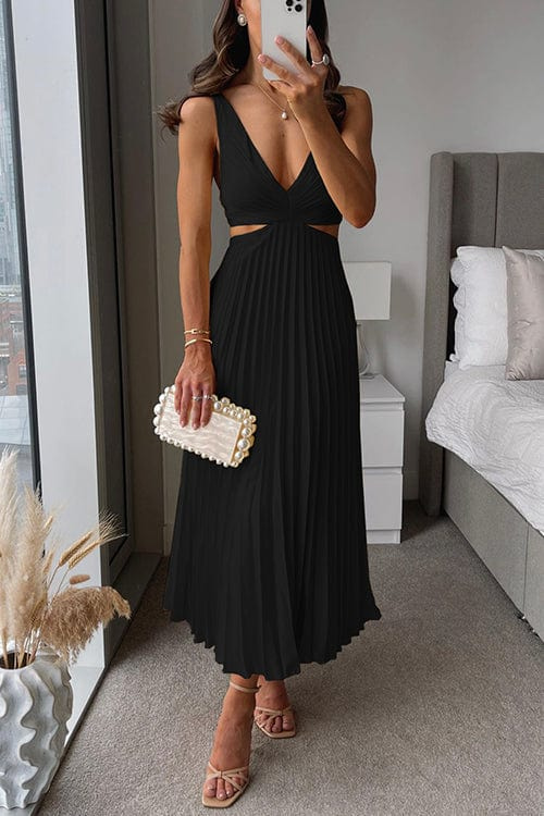 LP | Elegante abito midi in raso plissettato