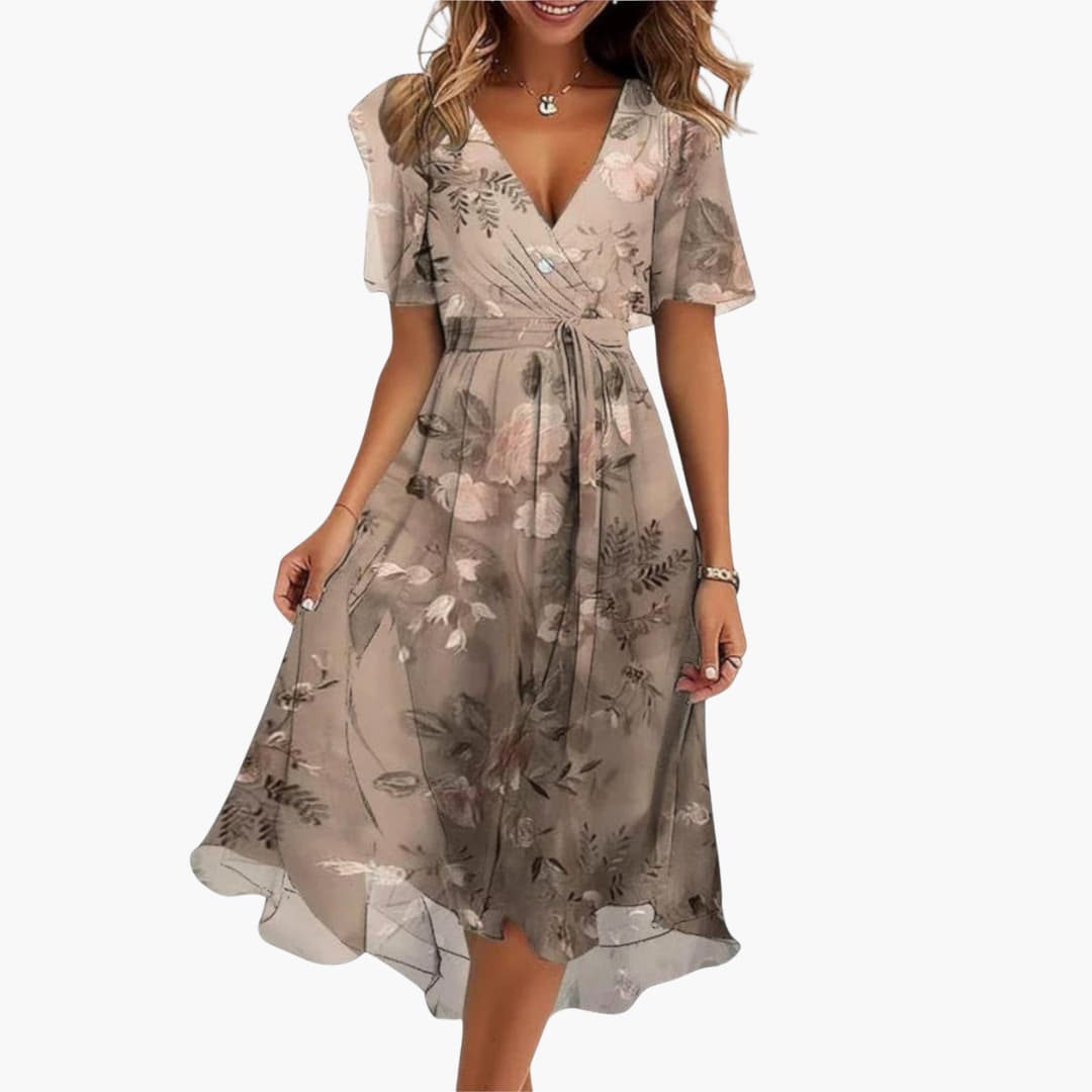 LP | Abito midi estivo da donna con orlo alto e scollatura a V