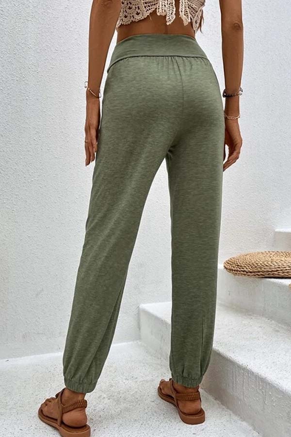LP | Pantaloni casual a vita alta con tasca allentata