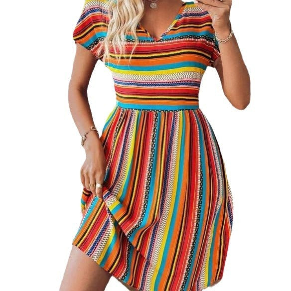 LP | Mini abito boho a righe chic e fluente