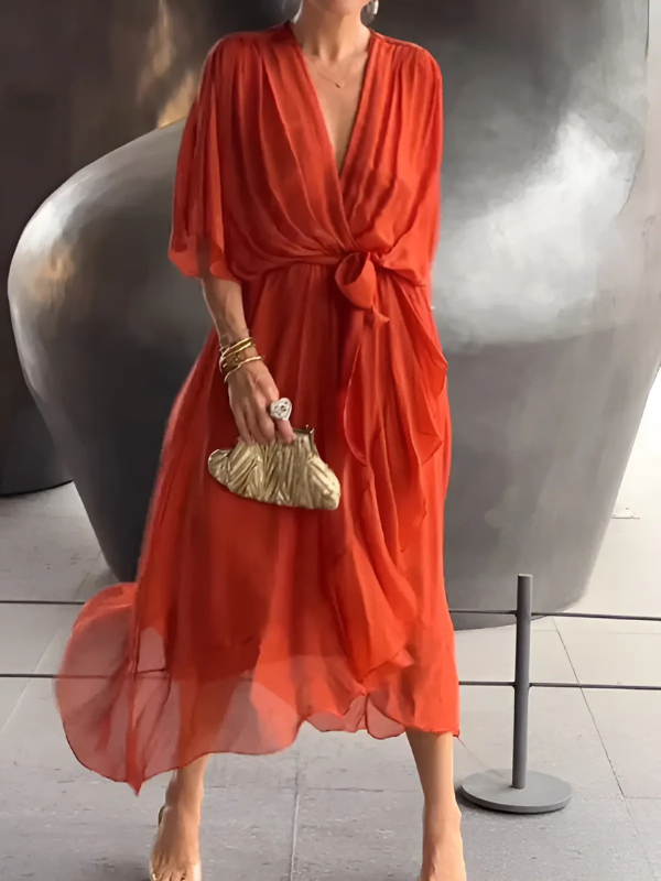 LP | Intramontabile abito midi con un look a portafoglio
