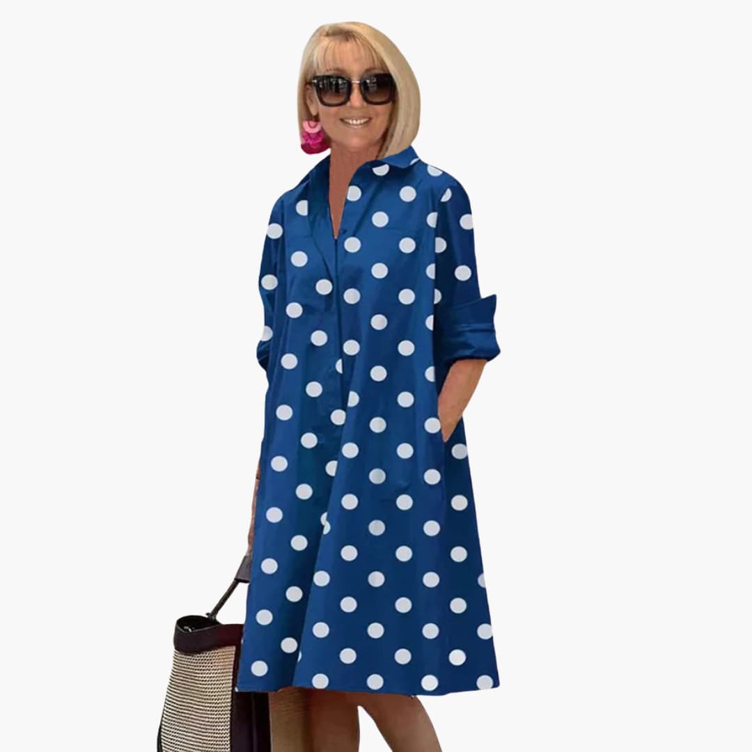 LP | Abito midi da donna con maniche lunghe e stampa a pois