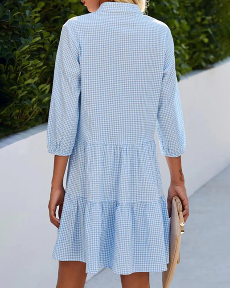 LP | Mini abito allentato da donna in stile camicia con scollo a V