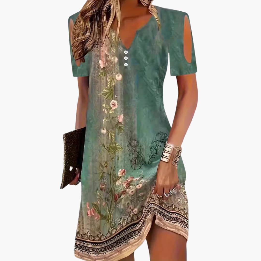 LP | Abito midi boho da donna con maniche tagliate e spacco