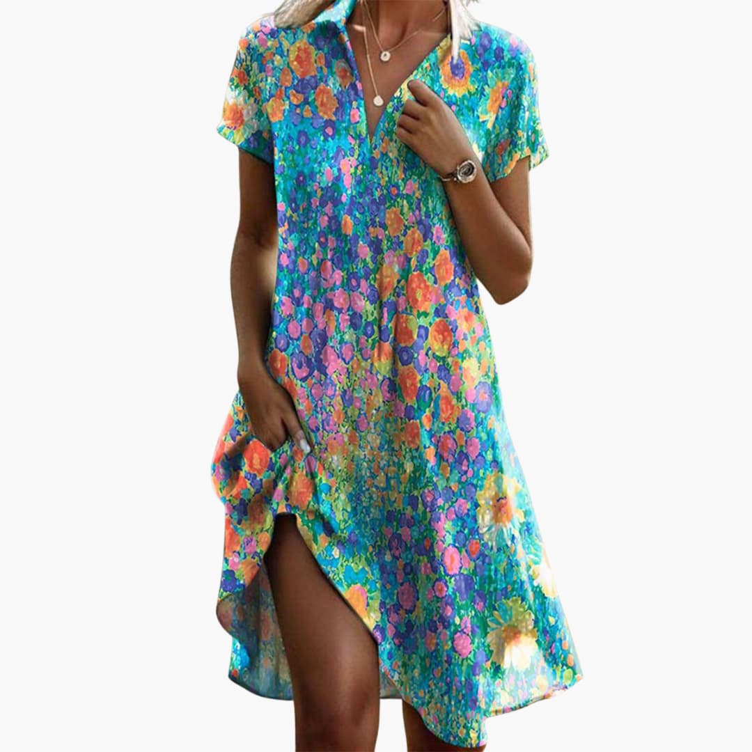 LP | Abito midi boho da donna con tasche e maniche corte