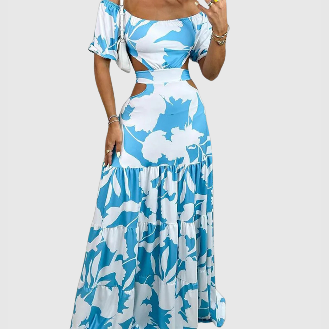 LP | Elegante abito midi con grana e scollatura irregolare