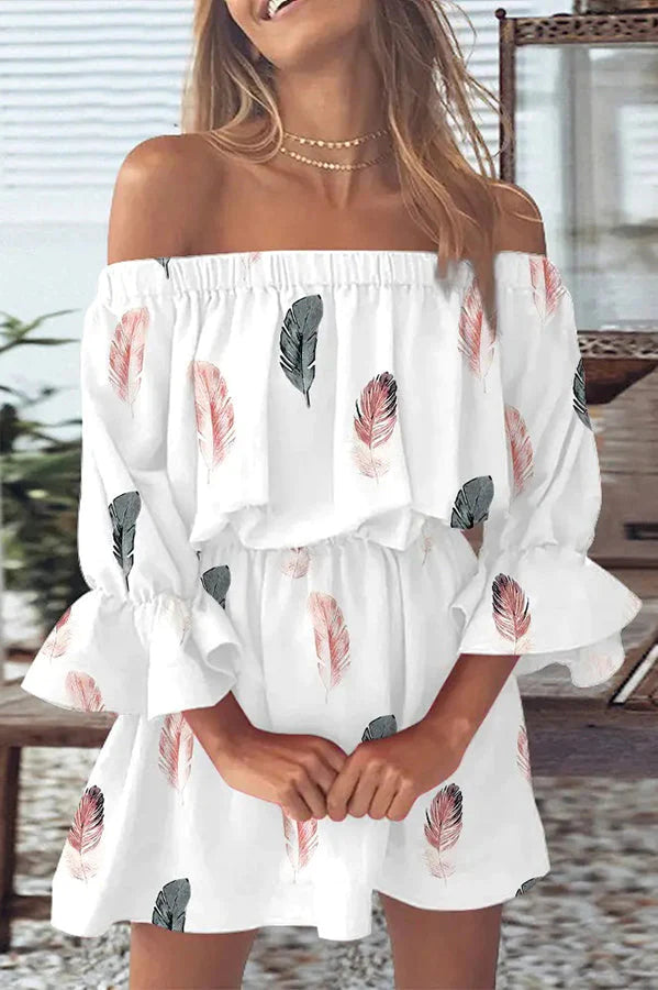 LP | It All Begins with Love Mini abito stampato off-the-shoulder